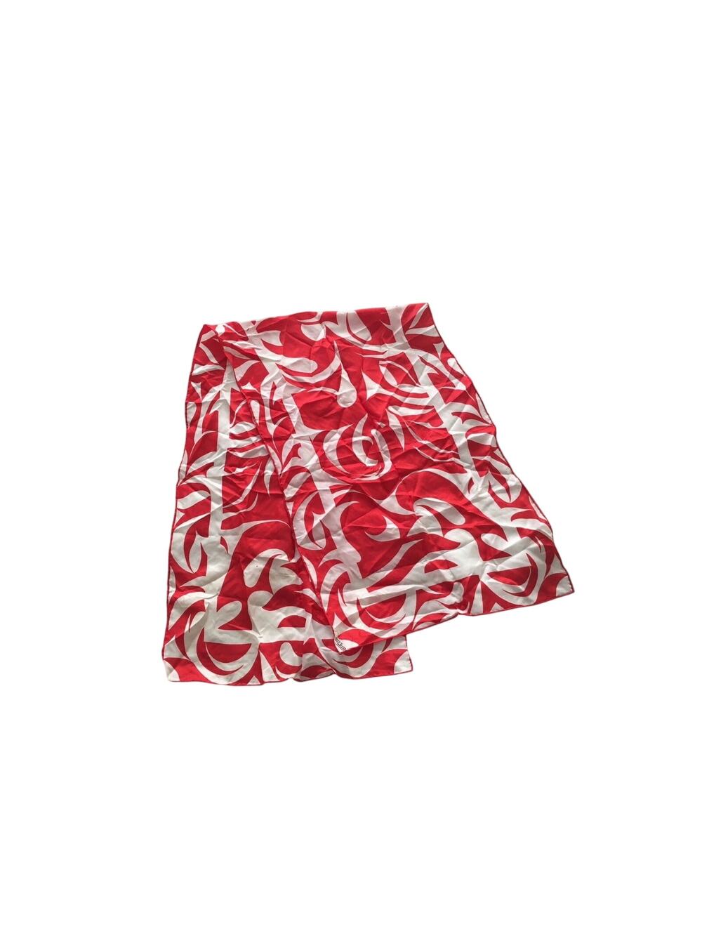 Silk Blend Scarf Red and White Swirl Vintage Made in Japan RN 33895